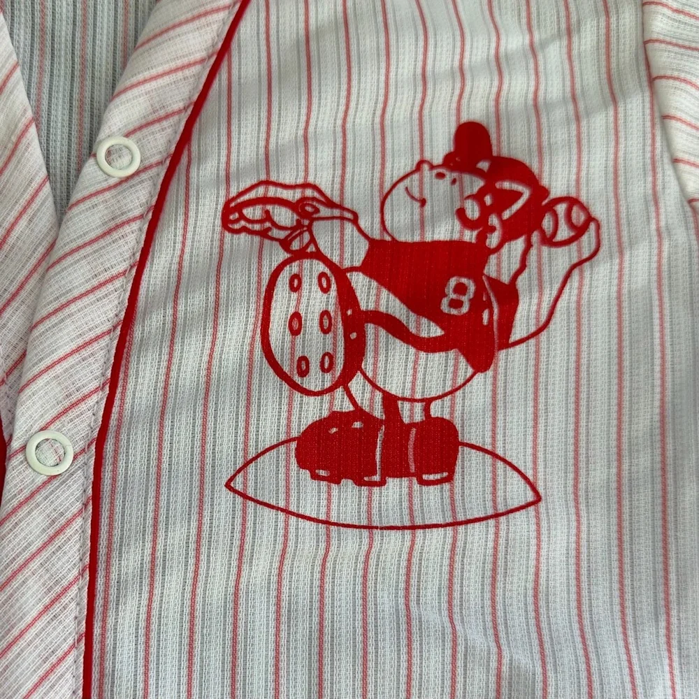 Vintage Red Striped Baseball Pajama Set 3T